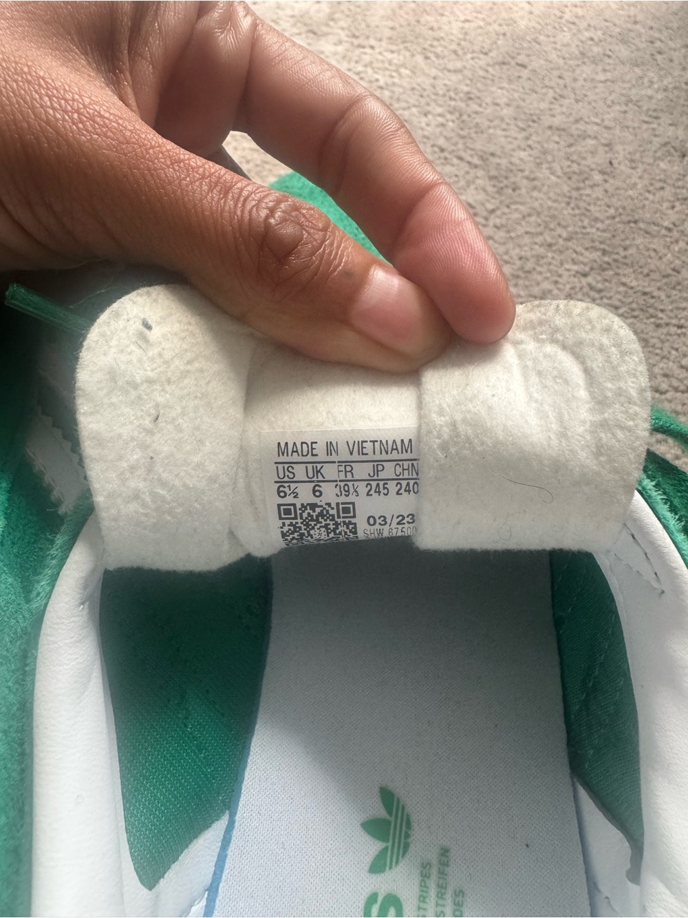 adidas Green Suede Gazelle Sneakers with White Stripes - Picture 2 of 6